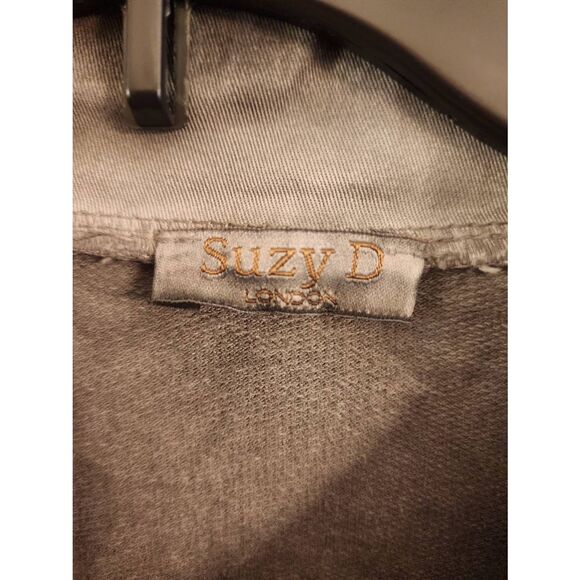 Suzy D London distressed military open front high low size Medium jacket grey - Picture 4 of 8